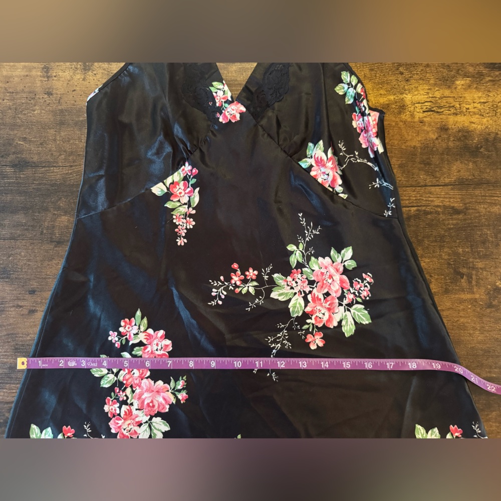 Jones New York Black Floral Satin Chemise Nightgown - Picture 15 of 15